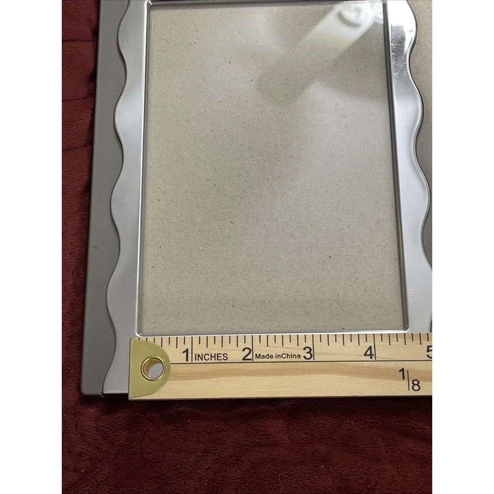 Burnes Of Boston ‎ 5 x 7 Picture Photo Frame Chrome and Gunmetal Gray Wavy